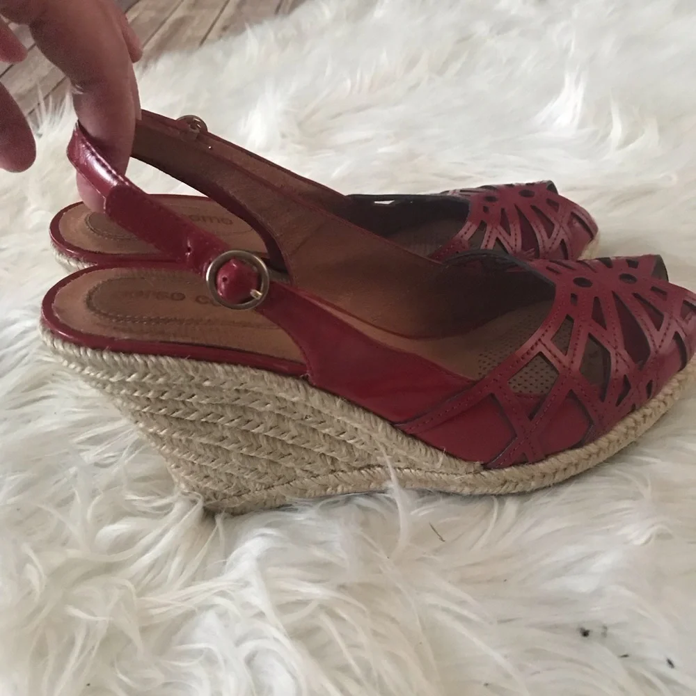 Corso Como red patent leather espadrille wedge 8